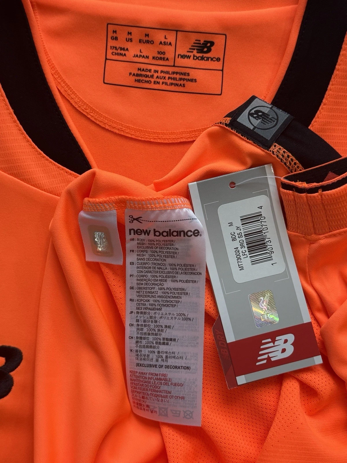 2017-18 Liverpool Third Jersey #11 Mohamed Salah New Balance 3rd Orange - Image 3